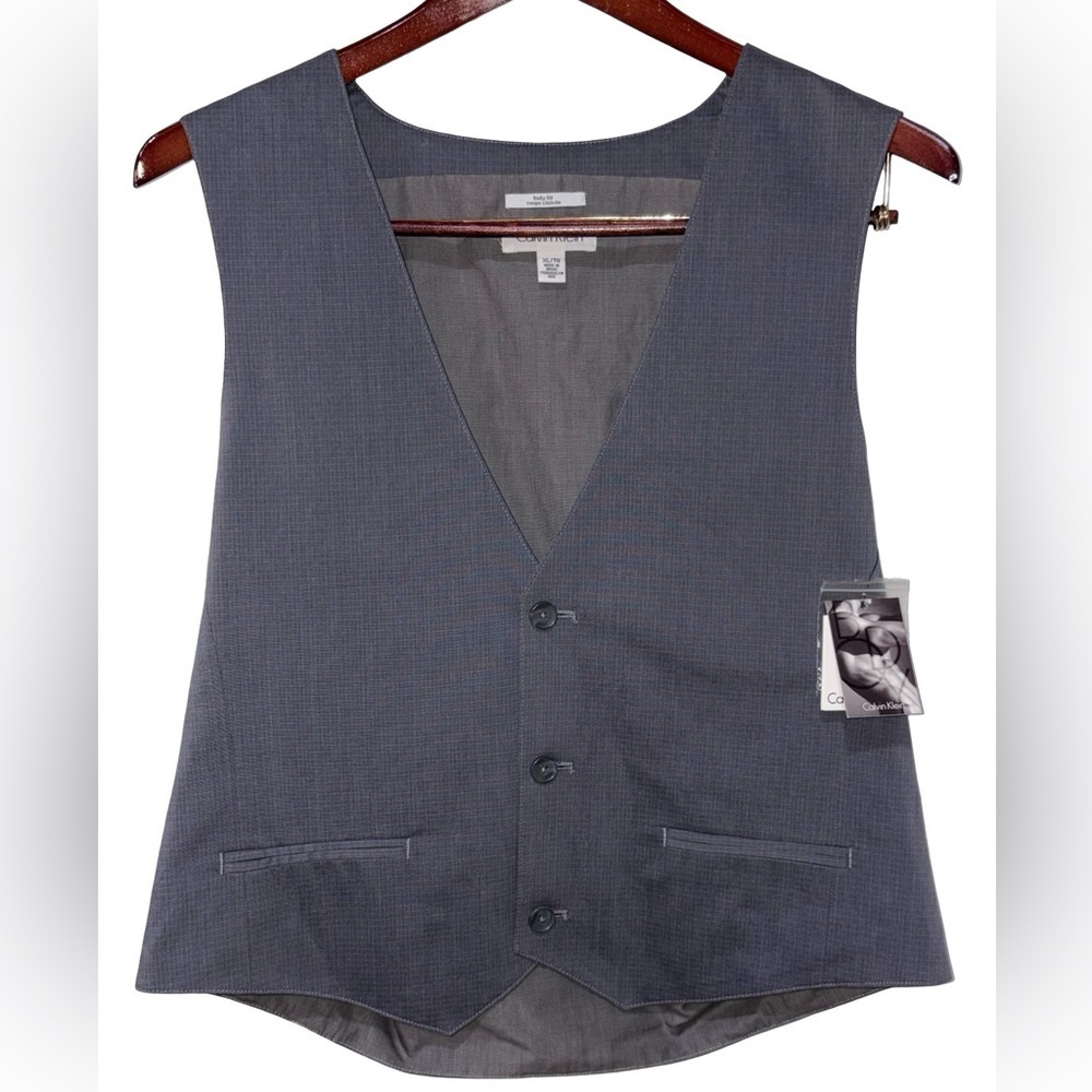 Calvin Klein Gray Suit Vest XL NWT Tailored Fit Dress Waistcoat